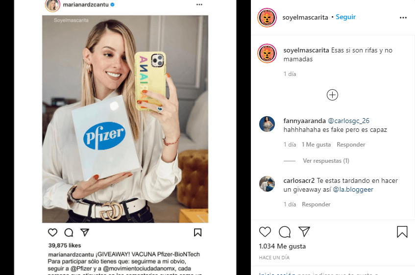 Captura de pantalla tomada de Instagram el 4 de febrero de 2021.