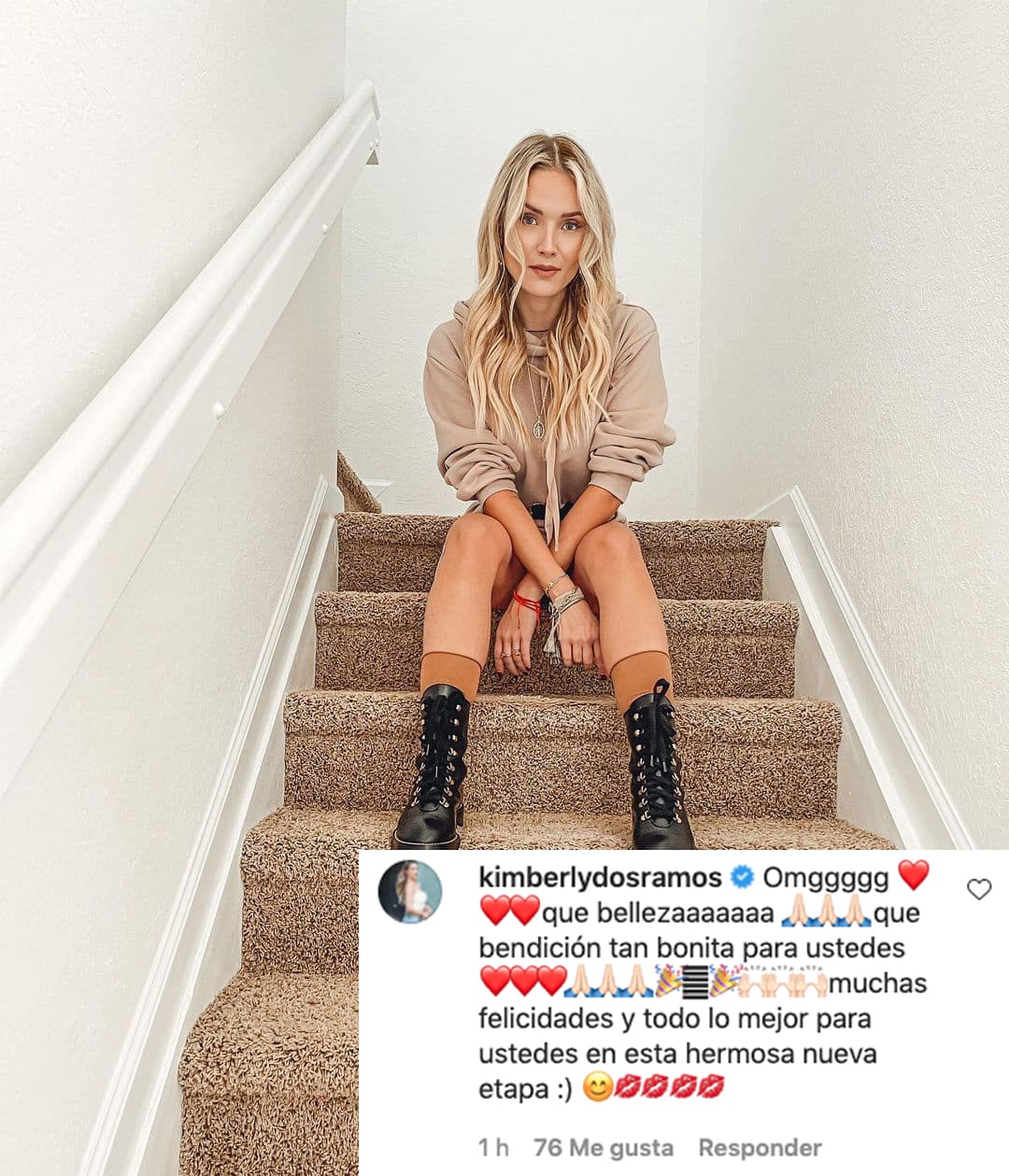 La actriz Kimberly Dos Ramos se alegró con la noticia de la futura llegada del bebé: "Omg. Qué belleza, qué bendición tan bonita para ustedes. Muchas felicidades, y todo lo mejor para ustedes en esta hermosa nueva etapa".