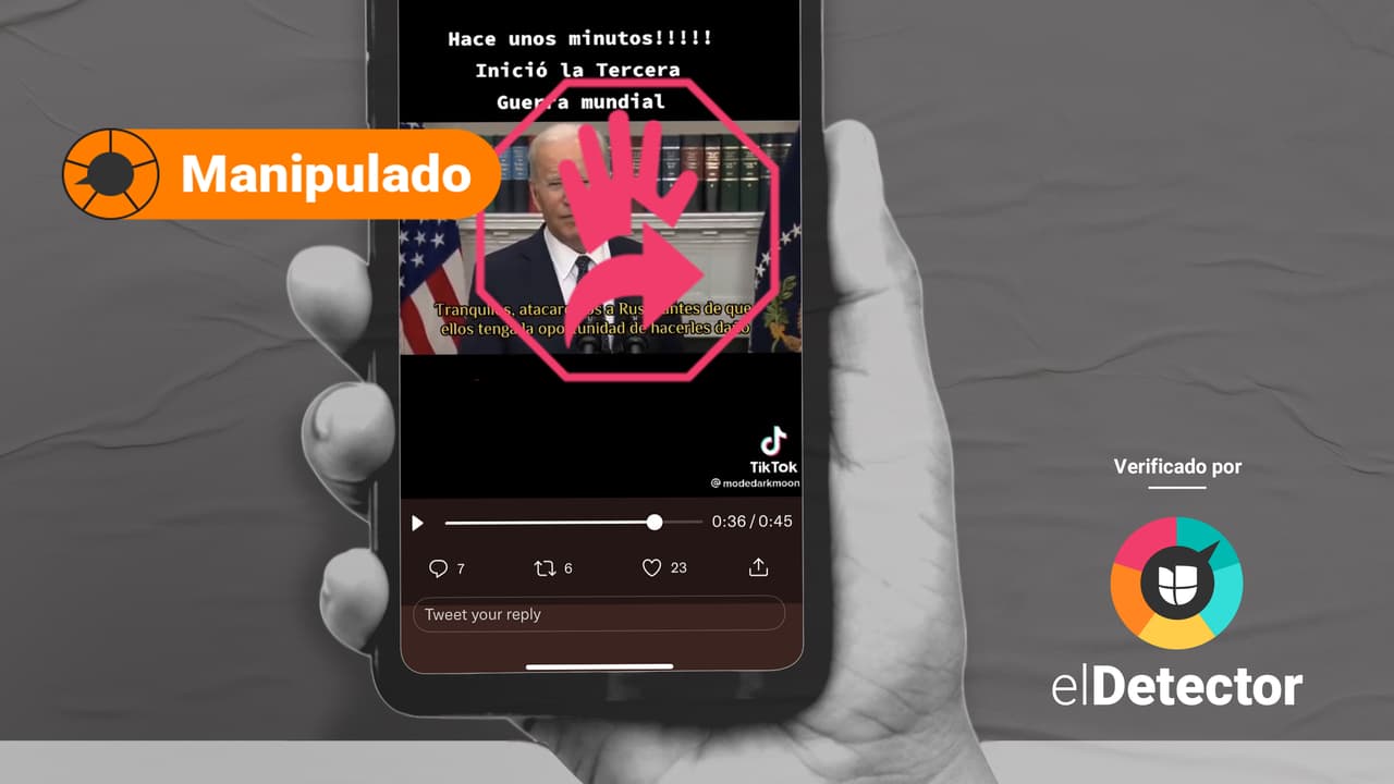 Biden NO anunció que atacará a Rusia por invadir Ucrania: es un video manipulado de TikTok