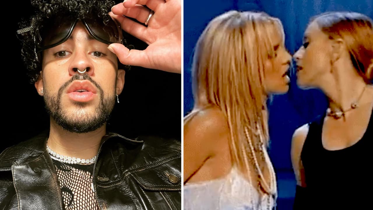 Bad Bunny en escándalo por besar a sus bailarines: lo comparan con el beso icónico de Madonna y Britney