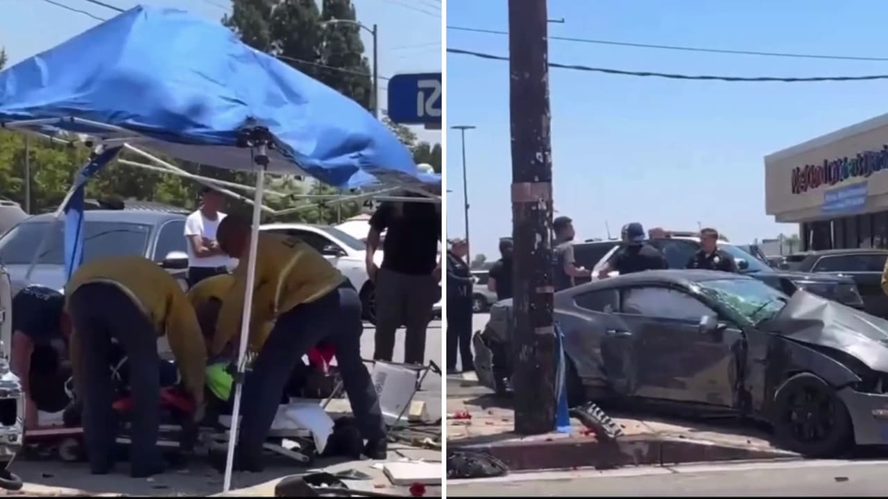 Auto embiste a vendedor de flores y lo lesiona en Pacoima
