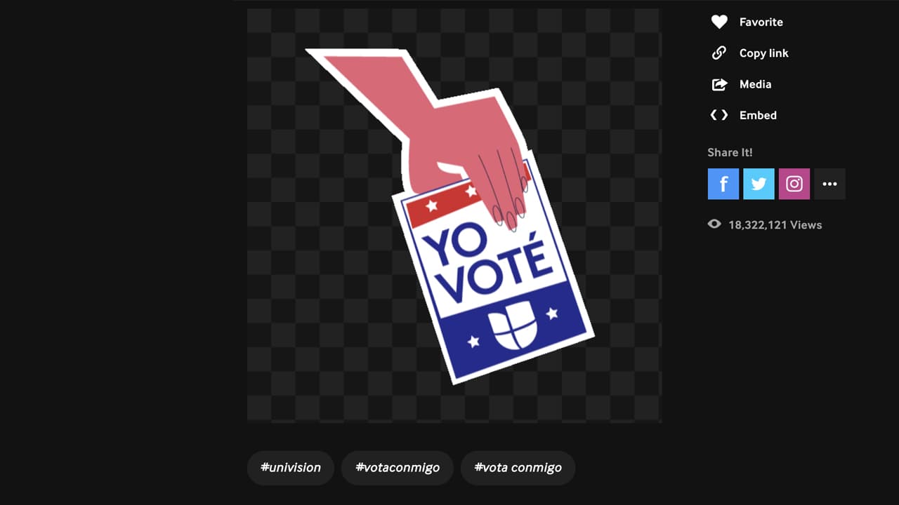 Nuestro sticker "Yo voté" ya tiene más de 18 millones de Views en Giphy.