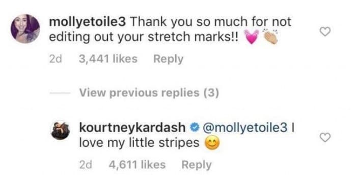 La sorpresa fue la respuesta que le dio la propia Kourtney: 
<b>"Amo mis rayitas"</b>, escribió la empresaria de 40 años desde su cuenta personal. 
<br>