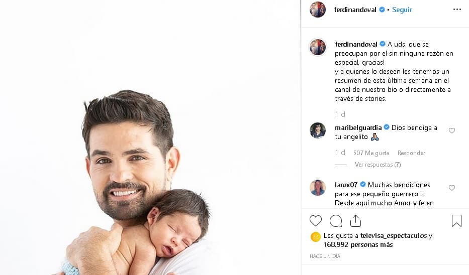 “A ustedes que se preocupan por él sin ninguna razón en especial, ¡gracias!”, 
<b><a href="https://www.instagram.com/p/BzeGgZoh6us/" target="_blank">escribió Ferdinando</a></b>. 
<br>