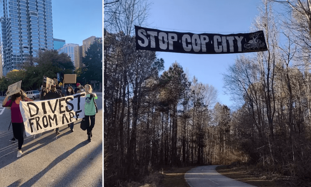 Protestan contra "Cop City"