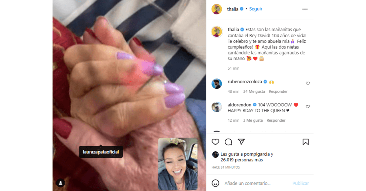 Thalía celebró cumpleaños de su abuela