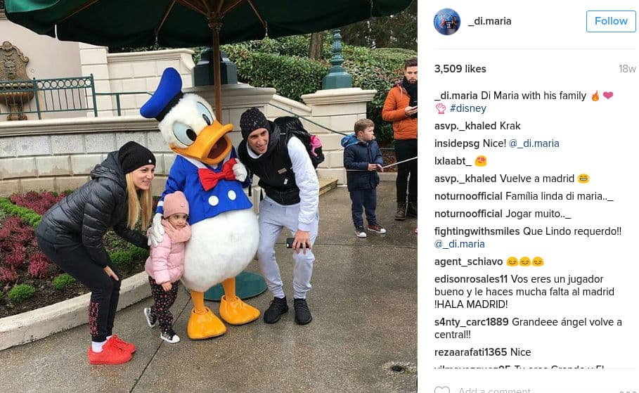El argentino Angel Di María con su hija Maia