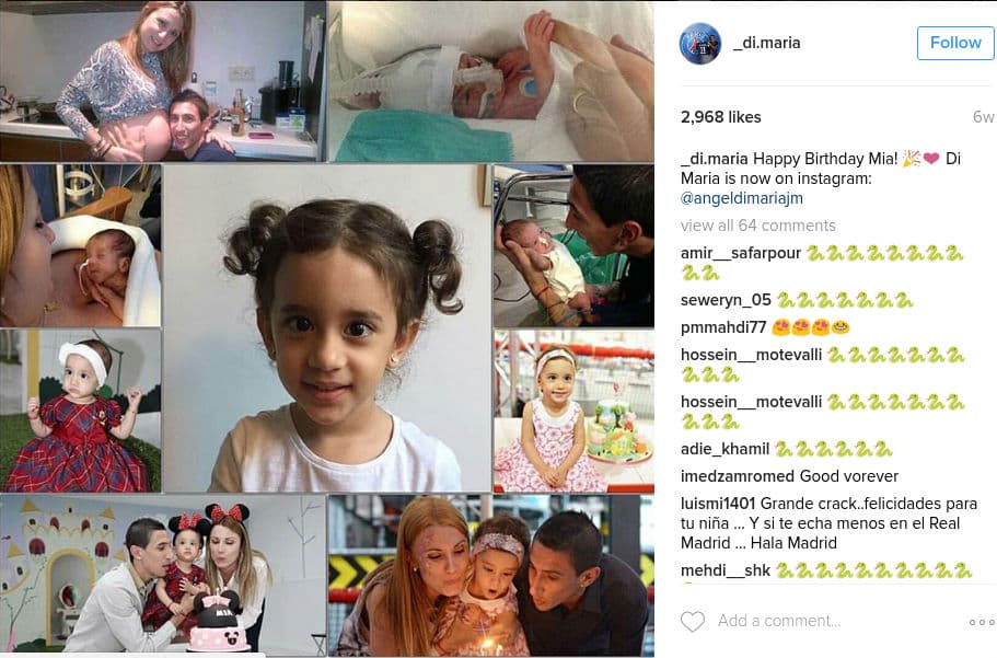 El argentino Angel Di María con su hija Maia.