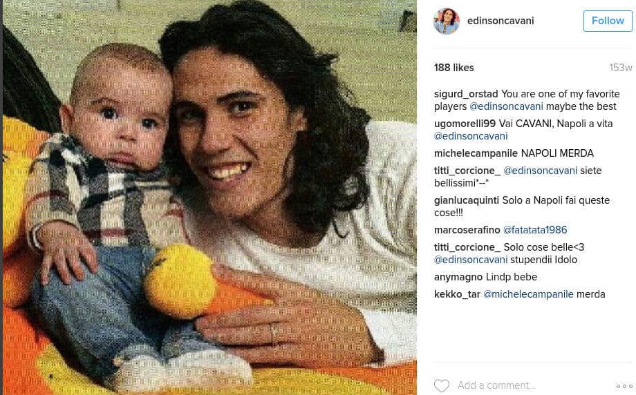 El uruguayo Edison Cavani tiene dos hijos: Bautista y Lucas.