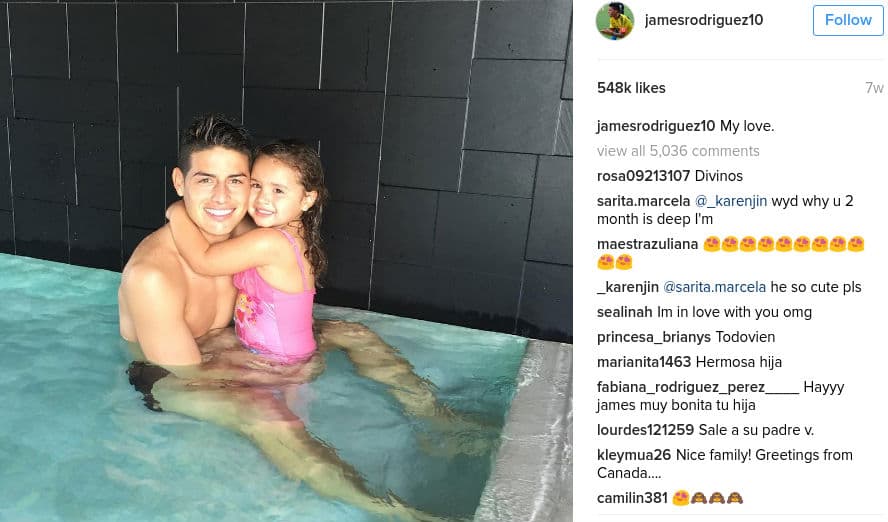 Salomé junto a su famoso papá, el colombiano James Rodríguez