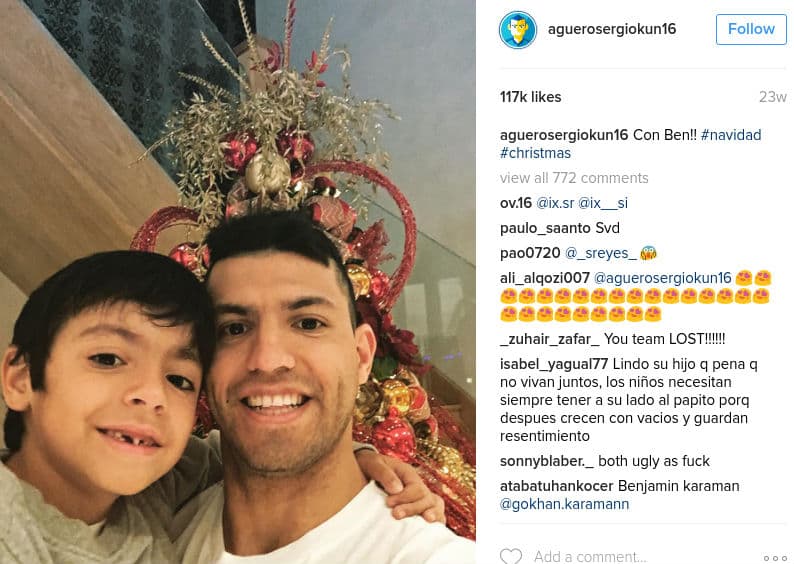El 'Kun' Agüero con su hijo Benjamín