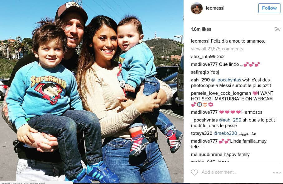 Lionel Messi con sus hijos Thiago y Mateo