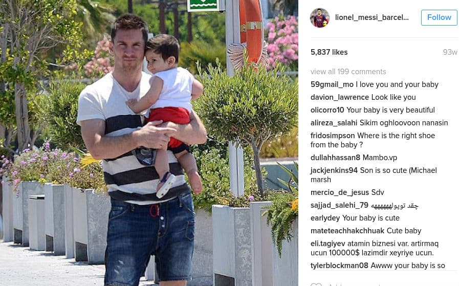 El argentino Lionel Messi con su hijo Thiago