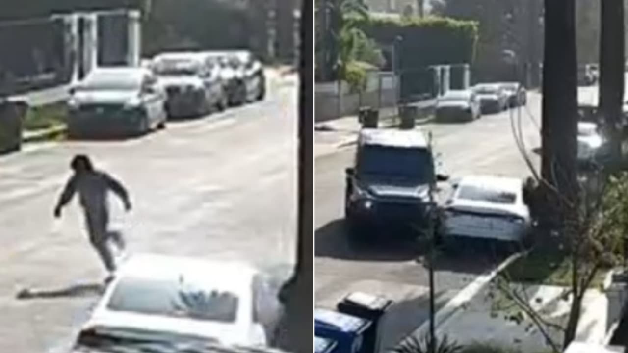 En video: Una mujer persigue y estrella el auto de unos sujetos que intentaron robar su casa