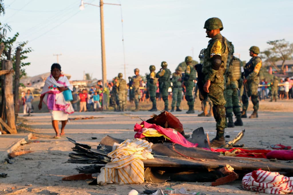 Elementos del Ejército acudieron al lugar de la tragedia para acordonar la zona, ya que dos altos funcionarios del gobierno federal iban a bordo de la nave. Sin embargo, ambos comisionados resultaron sin daños graves.