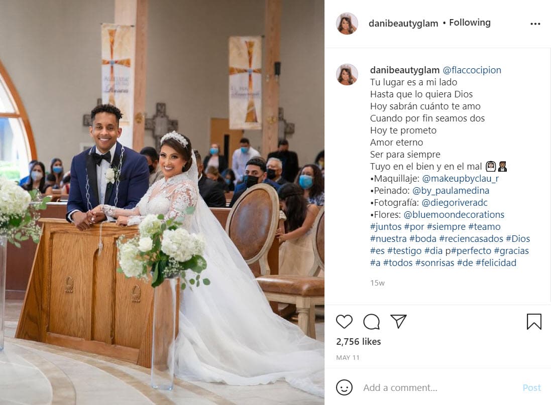 Después de un año de noviazgo, se comprometieron y 
<b>se casaron el 26 de abril de 2021</b>.
<br>