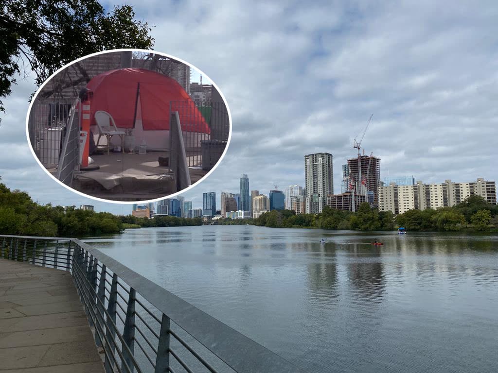 Desamparado vive en una zona turística con una vista panorámica del lago Lady Bird en Austin