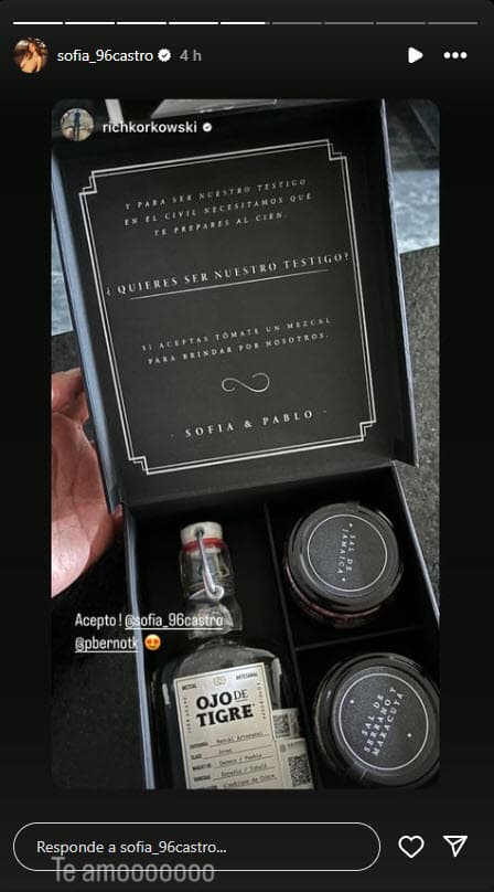 El regalo de Sofía Castro y Pablo Bernot a los testigos.