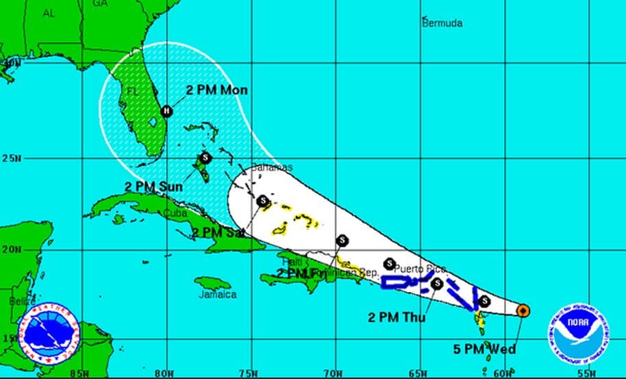 Erika pierde velocidad rumbo a Puerto Rico