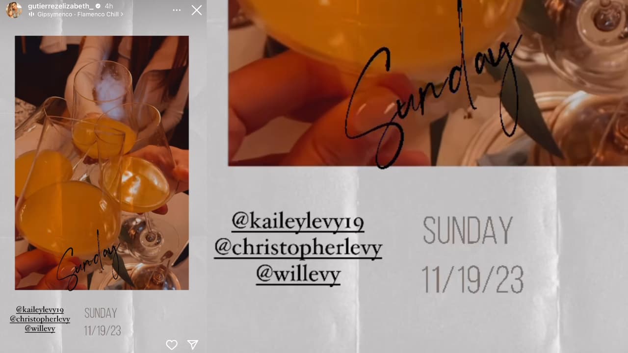 Elizabeth Gutiérrez también compartió esta foto de un brindis en la que etiquetó a sus dos hijos y al cubano.