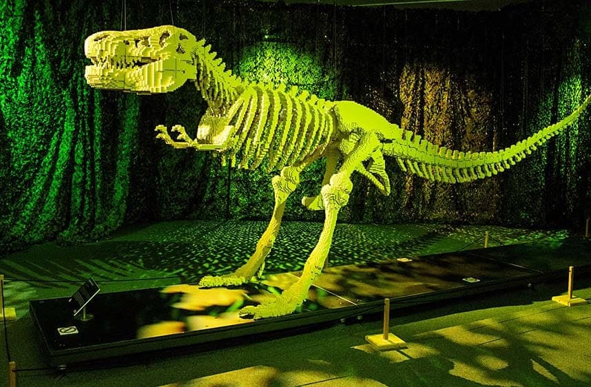 Entre las maravillas, los visitantes también encontrarán una reproducción de 6 metros de largo de un esqueleto de Tyrannosaurus Rex y una innovadora colección multimedia de fotografías LEGO producidas junto con el galardonado fotógrafo Dean West.