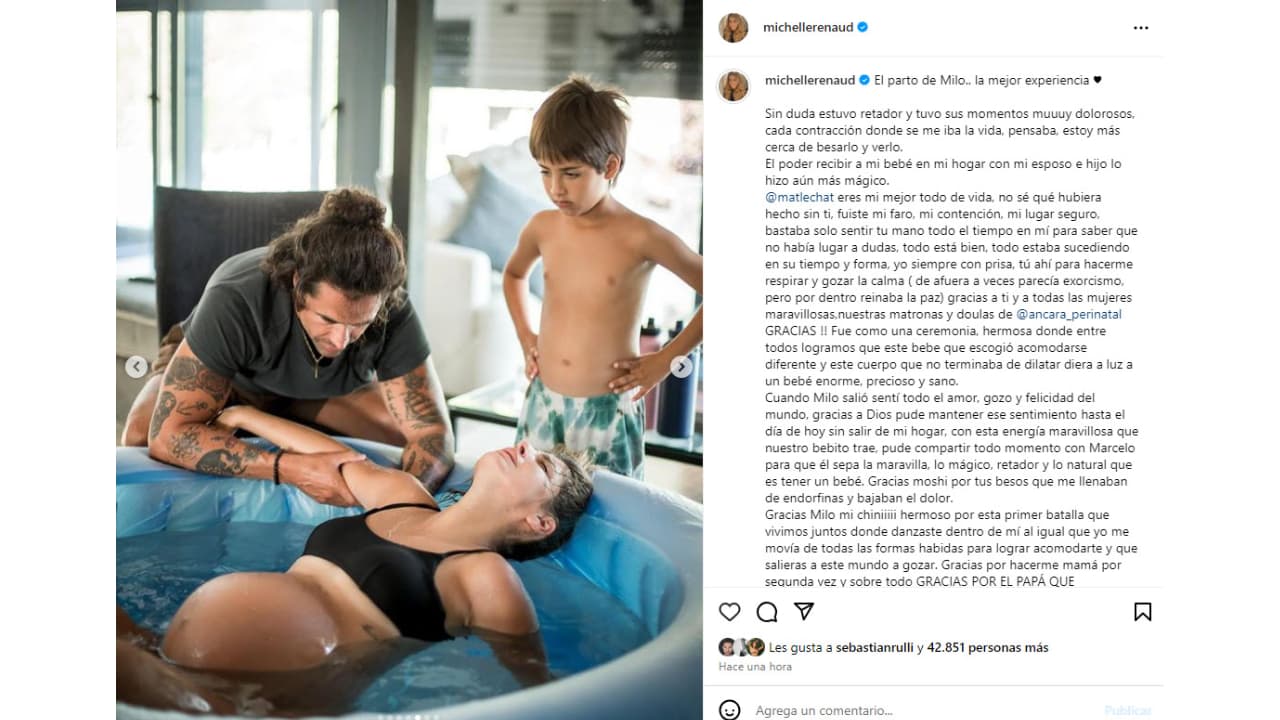 Michelle Renaud dio a luz a Milo en casa.
