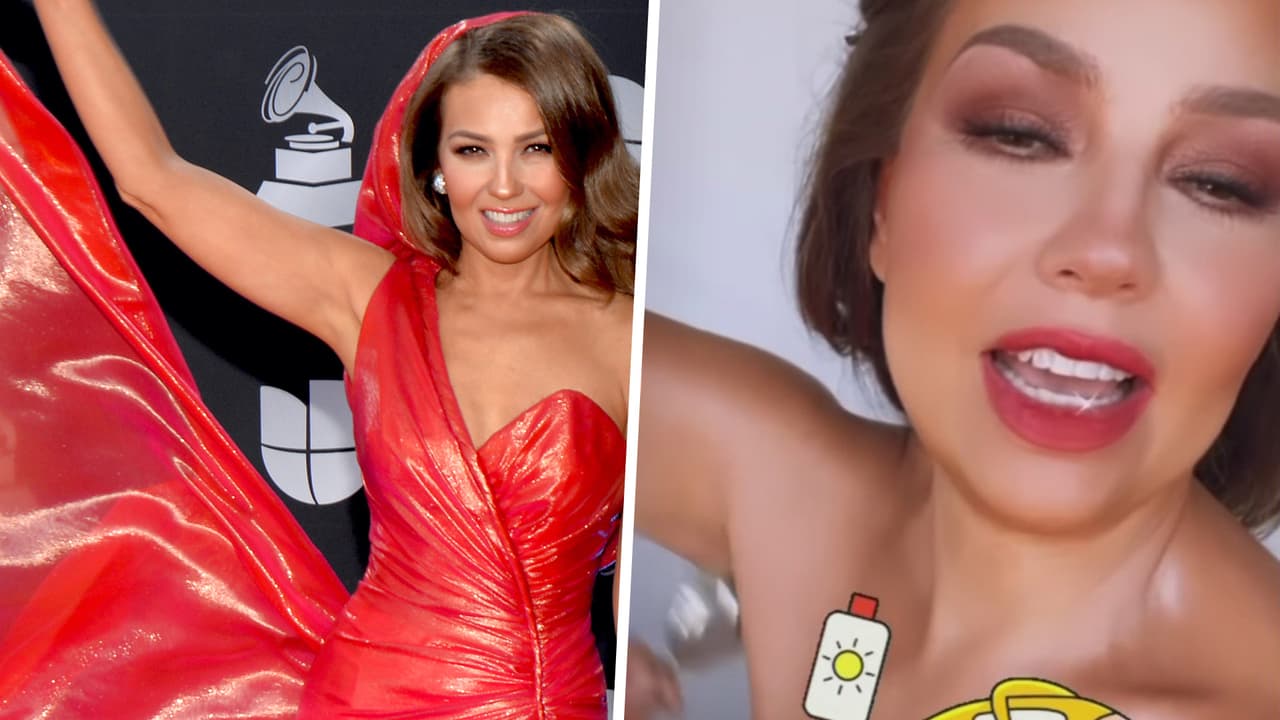 "En plena acción": Thalía se graba mientras le maquillan su axila para que luzca fabulosa