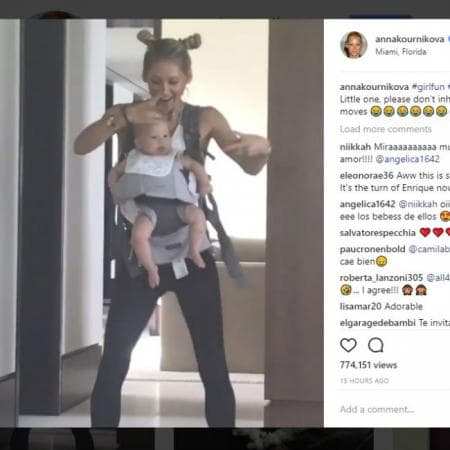Las imágenes de los pequeños compartidas por los papás son igual de divertidas, como esta donde Kournikova muestra que también sabe cómo divertirse... Aquí junto a la pequeña Lucy, con quien bailó 'Move to Miami', un tema de su papá.