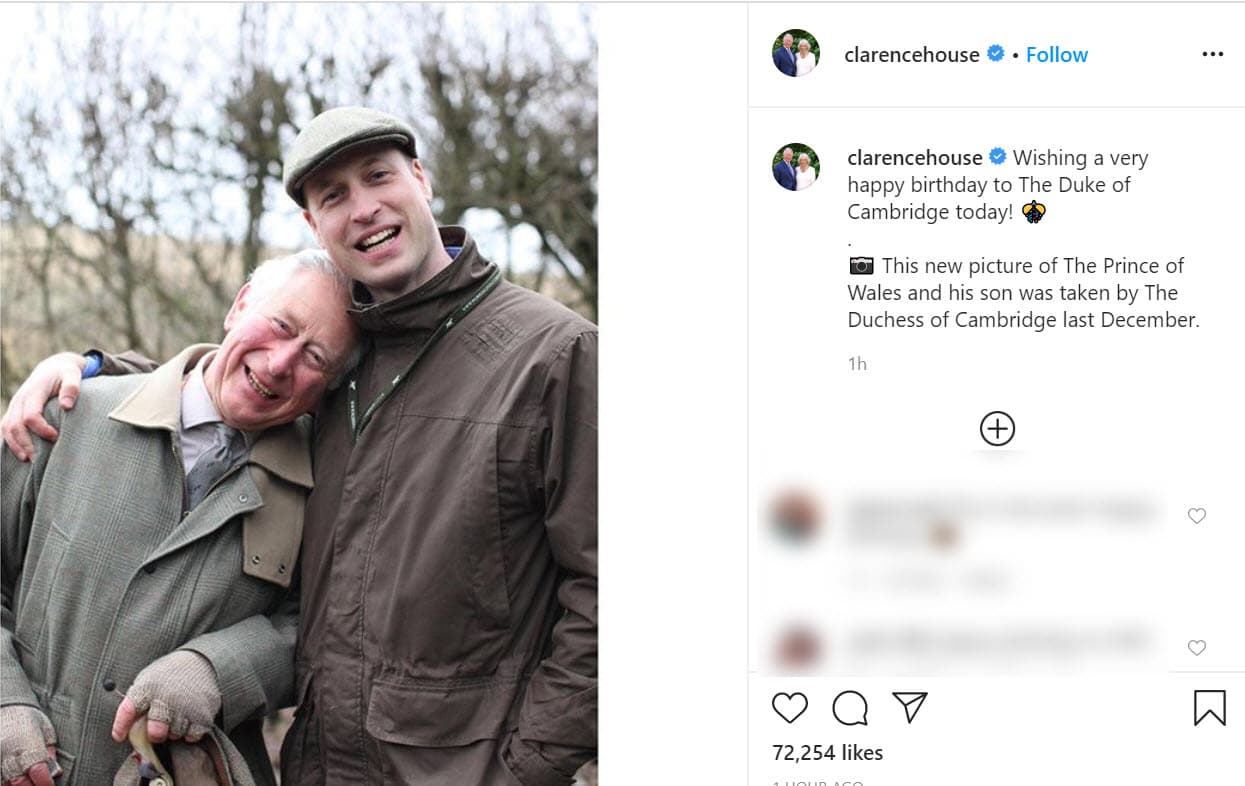 Publicó
<b><a href="https://www.instagram.com/p/CBskOvdgVb-/" target="_blank"> este retrato</a></b> en el que aparecen padre e hijo como pocas veces se les ve juntos. 
<br>