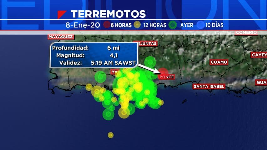 Registran temblor con epicentro en Ponce 