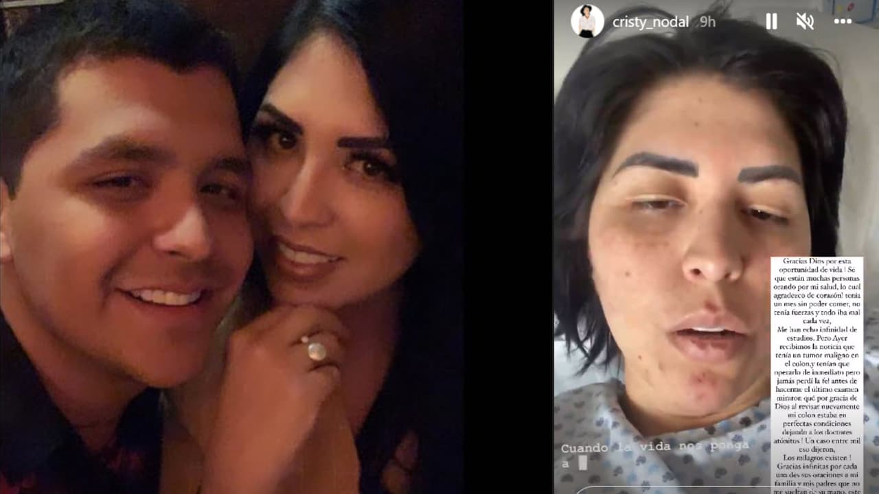 A la derecha, el mensaje y foto que publicó Cristy Nodal, mamá de Christian Nodal, revelando cuál es su estado de salud.