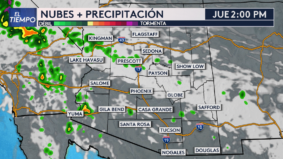 <b>Así estarán las nubes y precipitaciones en las próximas horas</b>.