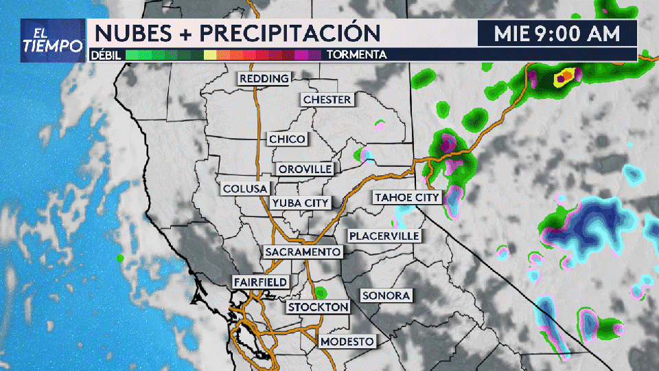 <b>Así estarán las nubes y precipitaciones en las próximas horas</b>.