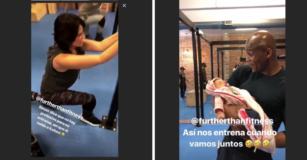 A dos meses de ser mamá Aislinn Derbez regresa al gimnasio ¡y su entrenador cuida a Kailani!