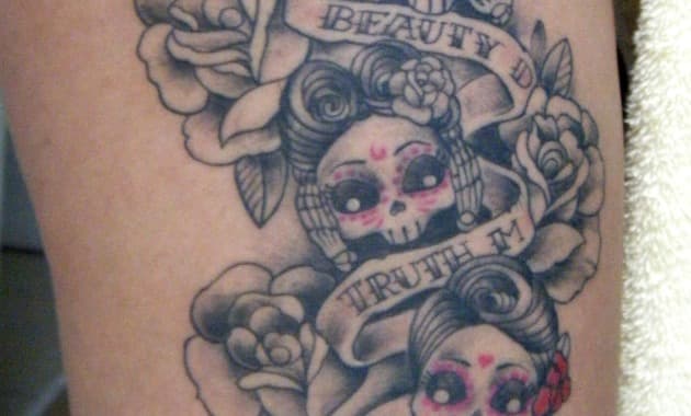 Tatuaje de calaveras de azúcar, enviado por Tavo