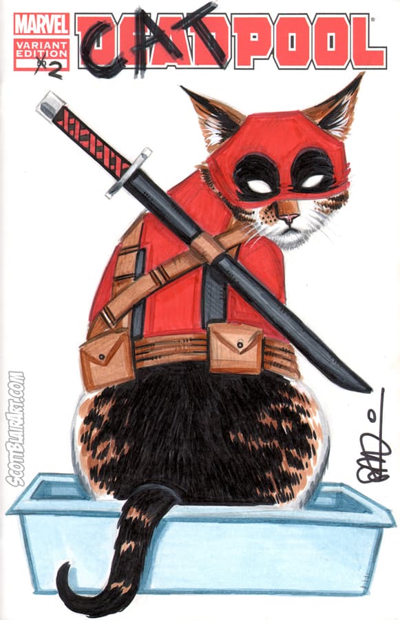 ¡Santos chimichangas! Es mucho más peludo que Deadpool... es Catpool