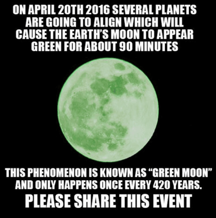 La Luna verde del 20 de abril es una total y completa mentira