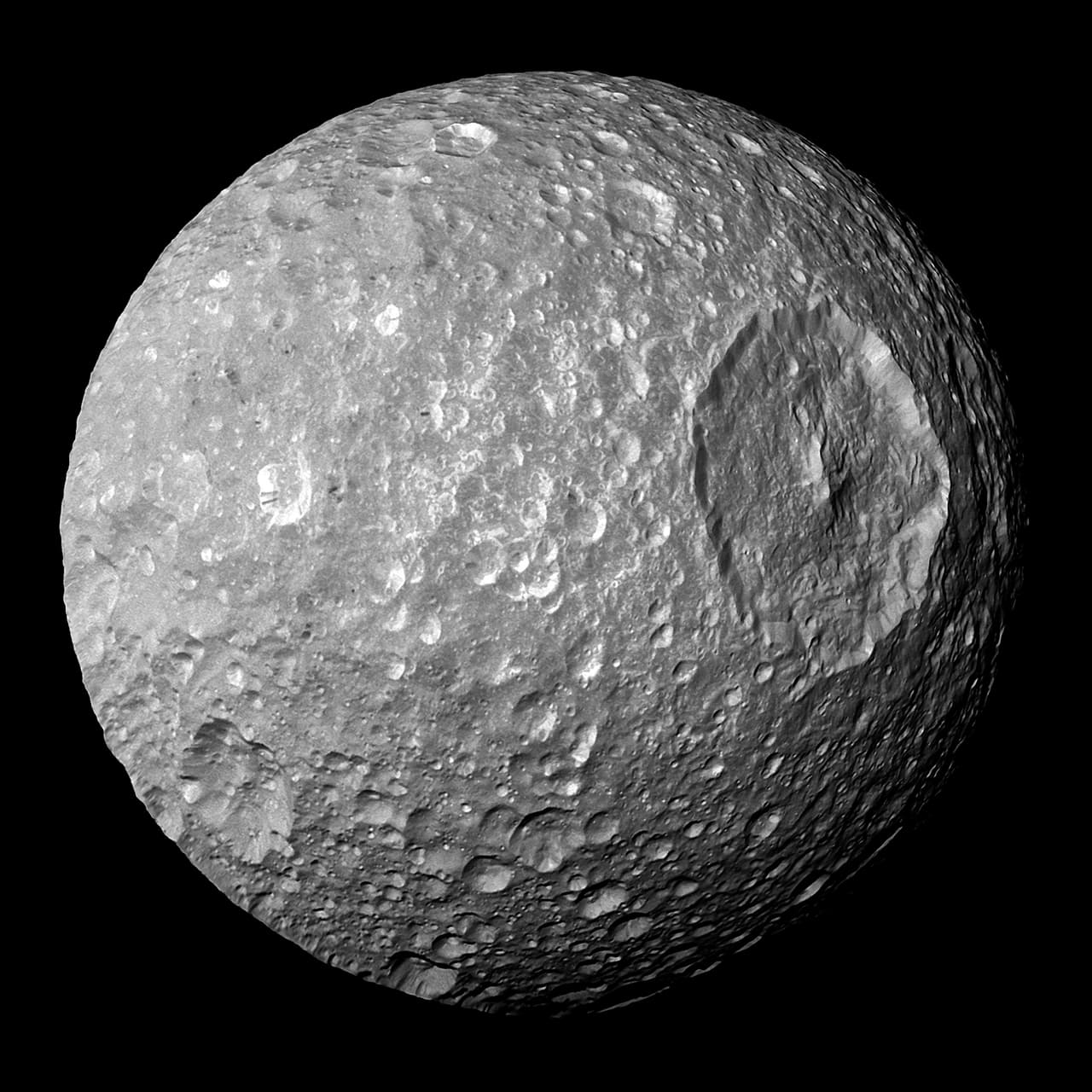 Los secretos del misterioso Cráter Herschel de Mimas, la luna de Saturno