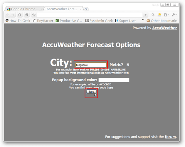 Agrega el pronóstico del tiempo a Chrome