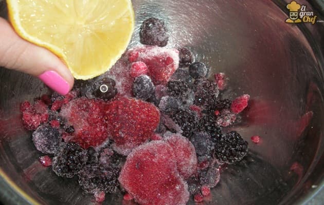 Copa de crema, chocolate y frutos rojos