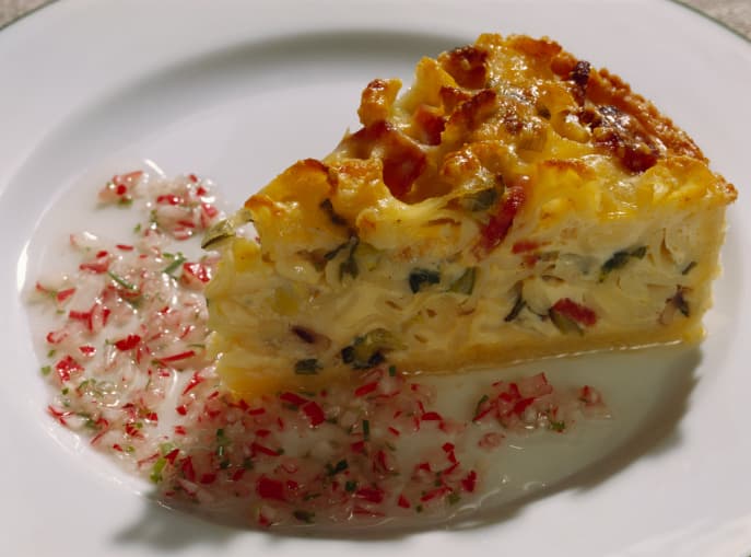 Quiche al horno de patatas y hongos