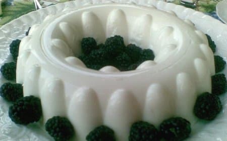 Suave postre de yogurt con frutos del bosque