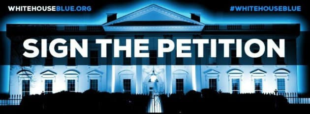 Los hombres quieren la Casa Blanca iluminada de azul