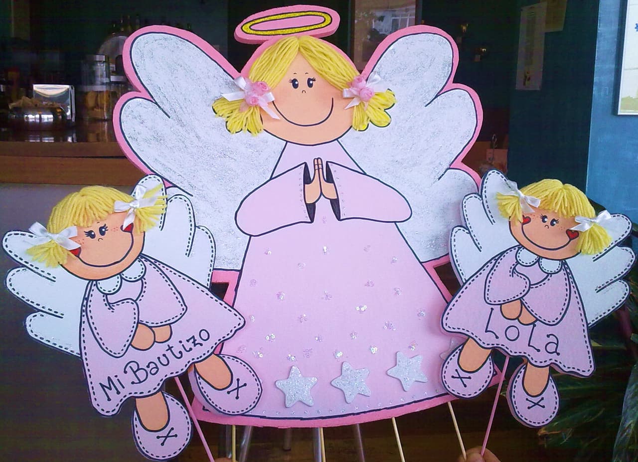 Ángeles decorativos para comunión o bautizo, por Mónica