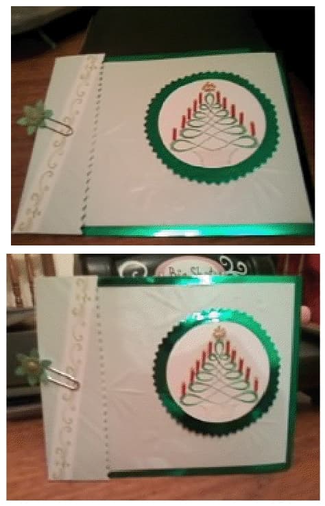 Tarjeta navideña bordada, enviada por Patricia