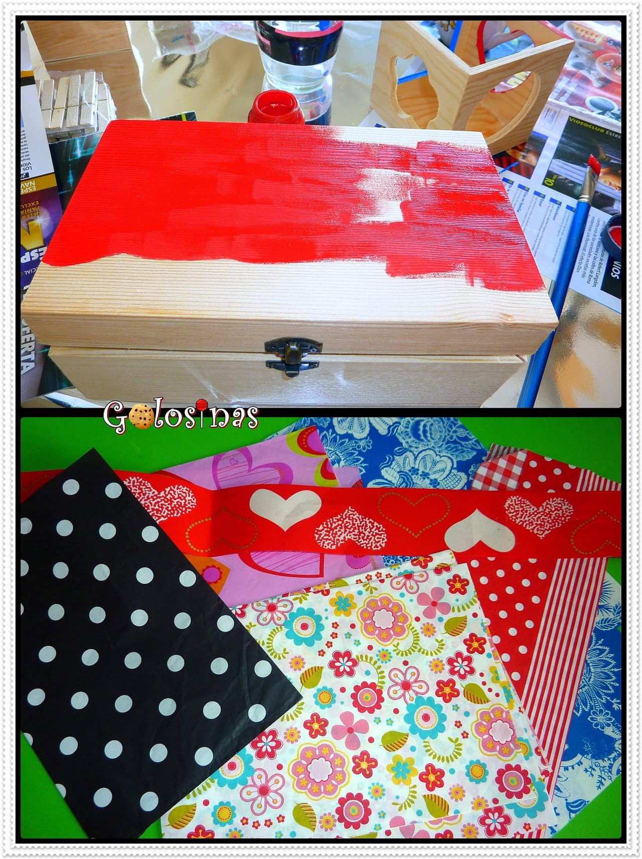 Decoración de cajas con pinturas y papel, enviado por Sweetgolosinas