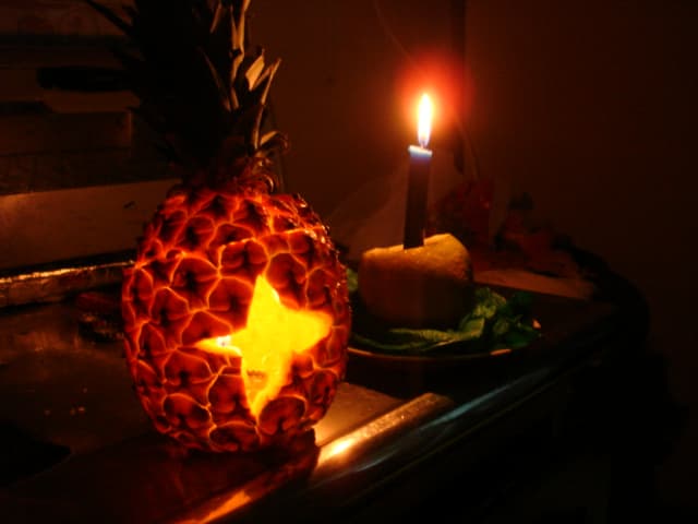 Farol navideño con frutas, enviado por Héctor Ramírez