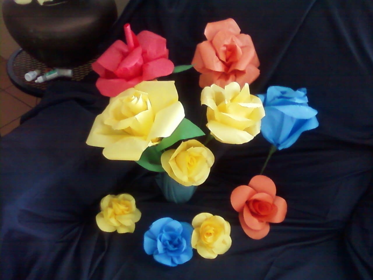 Rosas de papel, enviadas por Raquel 