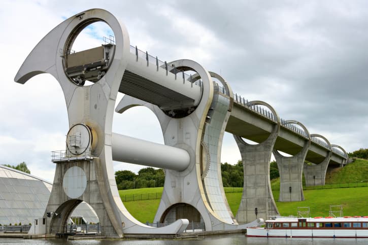 El Falkirk Wheel: Entre los canales fluviales de Escocia