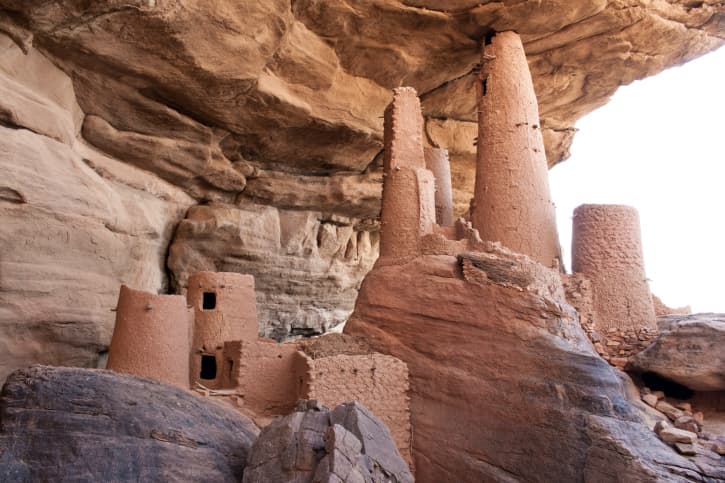 Bandiagara: el acantilado de arenisca en Mali